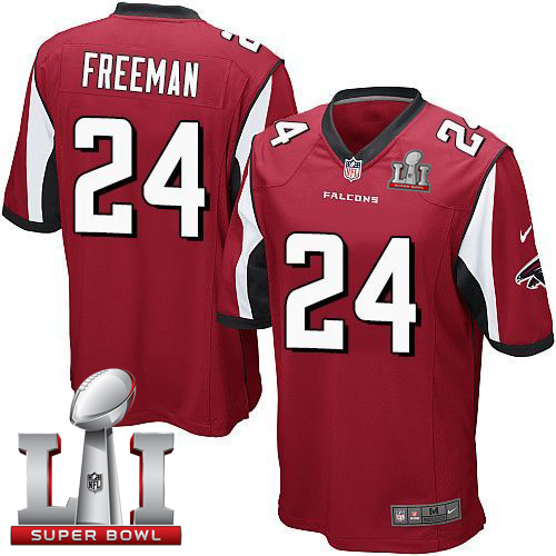 Nike Falcons #24 Devonta Freeman Red Team Color Super Bowl LI 51 Youth Stitched NFL Elite Jersey - Click Image to Close